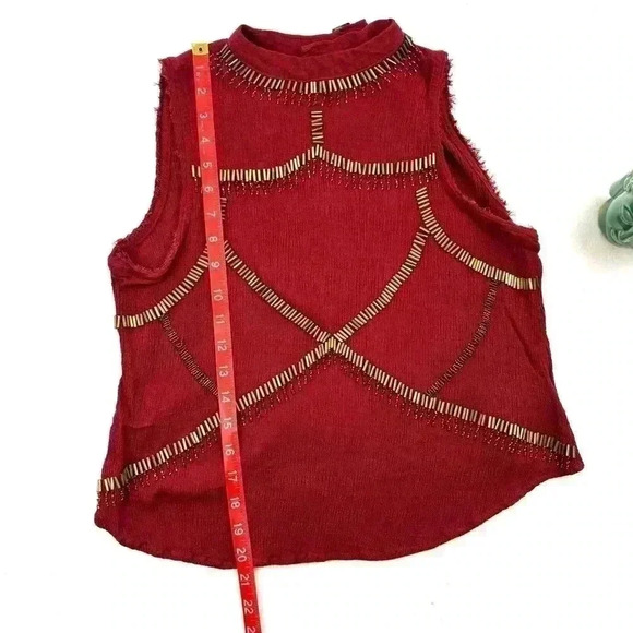 Dance & Marvel Maroon Embellished Crop Neck Open Back Sleeveless Crop Top Size M - Picture 10 of 13